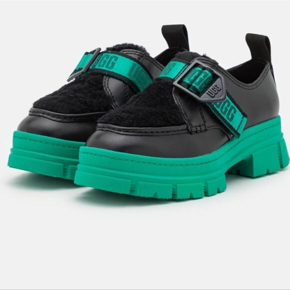 NEW UGG ASHTON SHOE PLUSH EMERALD GREEN WATERPROOF LEATHER SHOES S2 - Picture 10 of 16